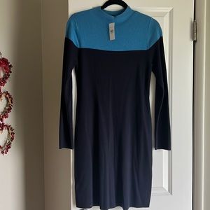 New Ann Taylor color block, black and blue, size M, sweater dress.